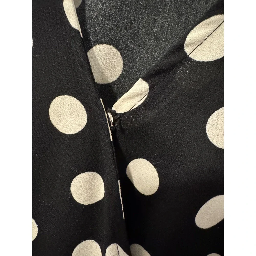 City Streets Womens XXL Black White Polka Dot Faux Wrap Midi Dress Sleeveless